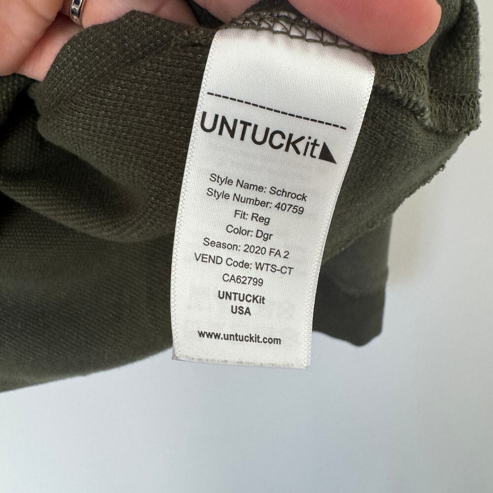 UNTUCKit Schrock Textured Long Sleeve Henley Medium Army Green - Picture 3 of 8